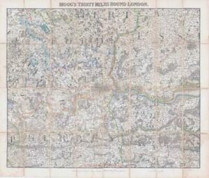 1846 Large Map MOGG'S THIRTY MILES ROUND LONDON Folding Map (Howgego 398)