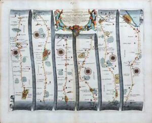 1675 LONDON to YARMOUTH Norfolk Road Map Colchester Ipswich Saxmundham OGILBY