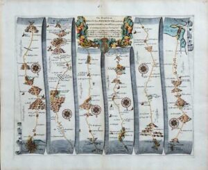 1675 Road Map BRISTOL > WEYMOUTH  Wells Glastonbury Crookhorn Frampton by OGILBY