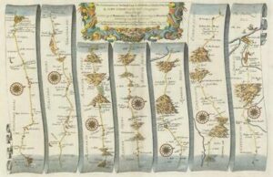 1675 LONDON to ABERISTWITH Road Map Ogilby Bromyard Leominster Prestigne Radnor