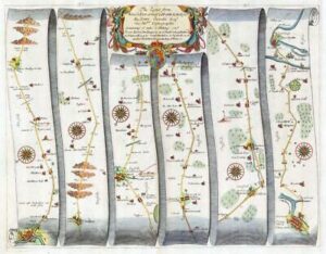 1675 KING'S LYNN to HARWICH Road Map Ogilby Icksworth Thetford Stanford Ipswich