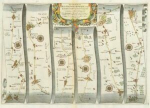 1675 HUNTINGDON to IPSWICH Road Map Ogilby Erith Sutton Ely Bury St Edmunds