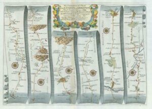 1675 LONDON to ABERISTWITH Road Map Ogilby Oxfordshire Islip Broadway Bromyard