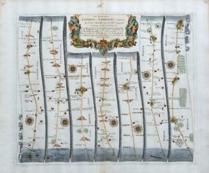 1675 Road Map LONDON > NORWICH Newmarket Thetford Windham Barton Mills by OGILBY