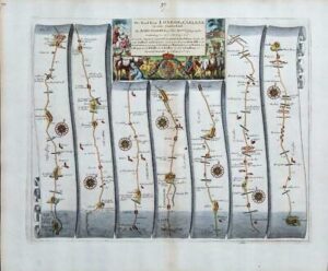 1675 Road Map LONDON to CARLISLE Garstang Warrington Wigan Preston Newton OGILBY