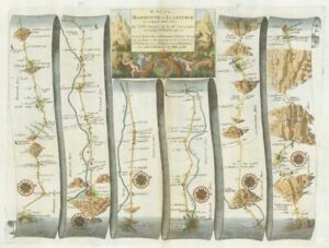 1675 MONMOUTH to LLANBEDER Road Map Ogilby Wales Abergavenny Brecknock Llanbedr