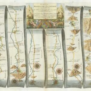 1675 MONMOUTH to LLANBEDER Road Map Ogilby Wales Abergavenny Brecknock Llanbedr