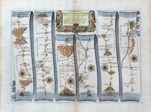 1675 PRESTEIGNE PRESTAINE to CARMARTHEN Ogilby Road Map WALES Radnor Carmarthen