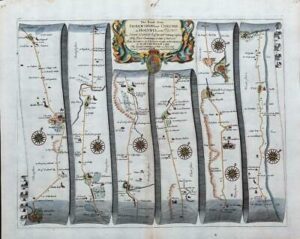 1675 SHREWSBURY & CHESTER HOLYWELL Ogilby Road Map Ellesmere Wrexham Holywell