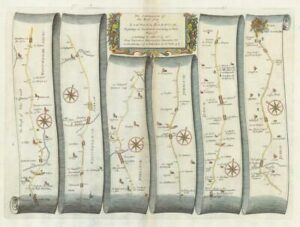 1675 LONDON to BARWICK Road Map Ogilby Tuxford Sherwood Doncaster York Hardwick