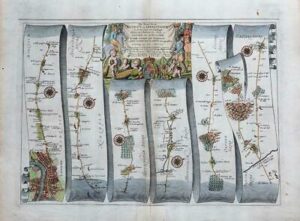 1675 LONDON to ABERISTWITH Ogilby Road Map Uxbridge High Wickham Oxford Islip