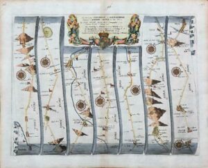 1675 FERRYBRIDGE to BOROUGHBRIDGE BARNARD CASTLE Ogilby Road Map Yorkshire