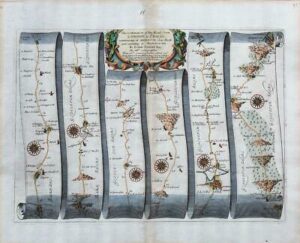 1675 LONDON > ST DAVIDS Ogilby Continuation Map Abingdon Fairford Gloucester