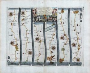 1675 CHELMSFORD MALDON RAYLEIGH GRAVESEND Essex Kent Ogilby Road Map Canterbury