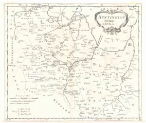 1695 HUNTINGDONSHIRE Original Antique Map 1st Issue by Robert Morden (SM4-32)