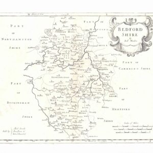 1695 BEDFORDSHIRE Original Antique Map 1st Issue by Robert Morden (SM4-34)