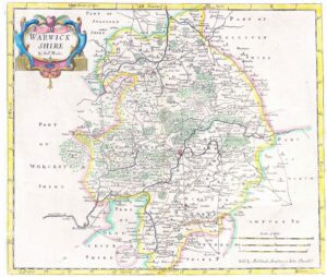 1695 WARWICK WARWICKSHIRE Antique Map 1st Issue Robert Morden (SM4-37)