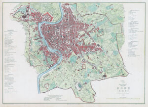 1863 Original Antique Map City Plan of ROME Italy by T Ettling