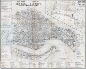1854 Original Antique Folding MAP NOUVA PIANTA DI VENEZIA VENICE ITALY (LM43)