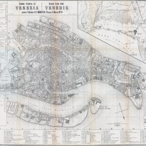 1854 Original Antique Folding MAP NOUVA PIANTA DI VENEZIA VENICE ITALY (LM43)