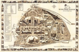 1925 Original Vintage Large BRITISH EMPIRE EXHIBITION Wembley MAP POSTER (LM43)