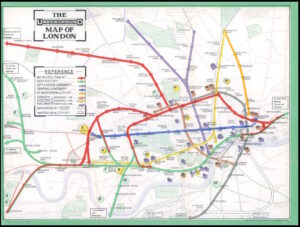 1911 A Rare early Antique Tube UNDERGROUND MAP & GUIDE OF LONDON