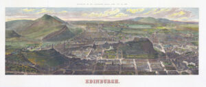 1868 Huge Panoramic engraving Birds-eye view of EDINBURGH Scotland Thomas Sulman