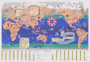 1956 Original Vintage Pictorial Map of Europe Asia by JANNOT Chocolat Menier