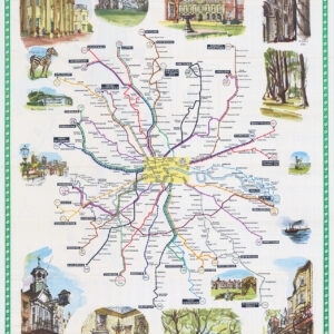 1963 Vintage Pictorial Map GREEN LINE COACHES London & Home Counties LEWIS