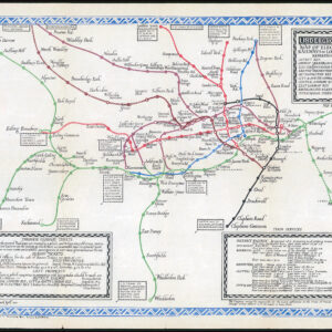 1921 Original Antique Map LONDON UNDERGROUND RAILWAYS by MacDonald Gill
