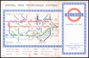 1950 Original Vintage HARRY BECK London Underground Transport folding MAP (LTM5/6)
