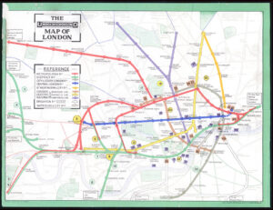 1911 A Rare early Antique Tube UNDERGROUND MAP & GUIDE OF LONDON (LM45B)
