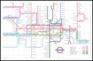1959 Original Vintage LONDON TRANSPORT RAILWAYS Underground Map Beck (LTM15/16)