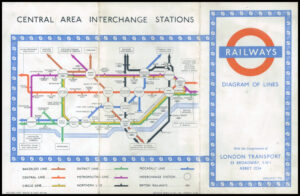 1951 Original Vintage HARRY BECK London Underground Transport folding MAP (LTM7/8)