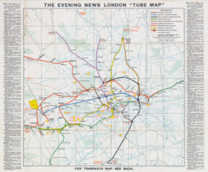 1910 THE EVENING NEWS TUBE UNDERGROUND MAP OF LONDON (LM43)
