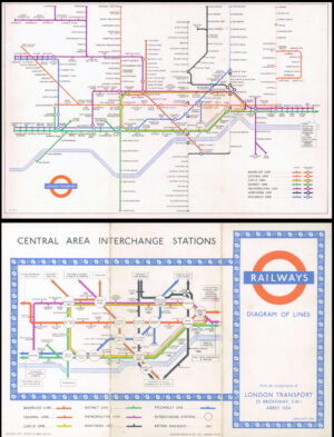 1951 Original Vintage HARRY BECK London Underground Transport folding MAP (LTM1/2)