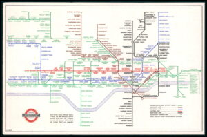 1945 Original Vintage LONDON TRANSPORT RAILWAYS Underground Map Beck (LM46/23-24)