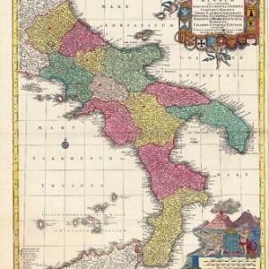 c1750 Map ITALY NEAPOLIS REGNUM QUO CONTINENTUR Kingdom Naples Lotter (HM25)