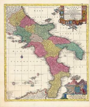 c1750 Map ITALY NEAPOLIS REGNUM QUO CONTINENTUR Kingdom Naples Lotter (HM25)