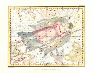 1822 Original Antique CELESTIAL Chart CONSTELLATION VIRGO Zodiac (CA-12)