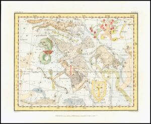1822 Antique Engraving CELESTIAL CONSTELLATION AQUILA ANTINOUS SAGITTA (CA-19)