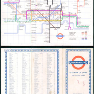 1957 Original Vintage LONDON TRANSPORT RAILWAYS Underground Map Beck (LTM49)