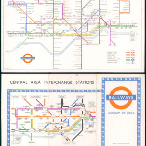 1953 Original Vintage LONDON UNDERGROUND RAILWAYS MAP Beck (LM46/9/10)