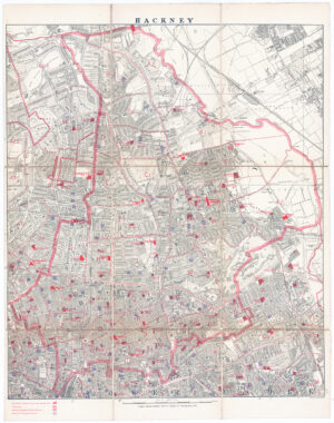 1890 Antique Large Scale Folding Map HACKNEY HOXTON BETHNAL GREEN (LM45)