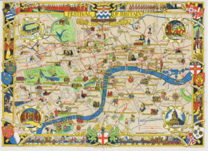 1951 FESTIVAL OF BRITAIN Guide to London Pictorial Map Lawrence Stone