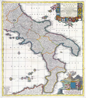 1740 Neapolis Regnum quo Aprutium Southern Italy Antique MAP Seutter (LM50-19)