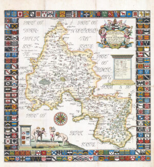 c1677 Original Antique THE MAP OF OXFORDSHIRE by Robert Plot (LM50-18)