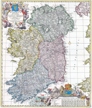 c1689 Original Antique Map HIBERNIAE REGNUM Ireland Nicolaes Visscher (LM50-21)