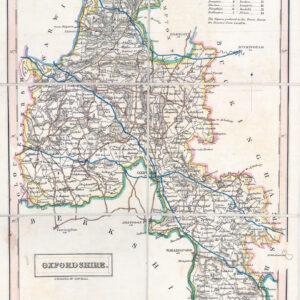 1830 Original Antique FOLDING MAP OXFORDSHIRE by Sidney Hall (LM50-13)