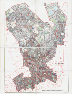 1877 Large London Map of FINSBURY Clerkenwell Islington Stoke Newington Highbury